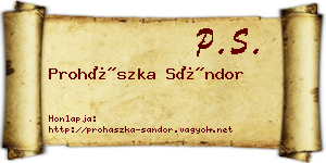 Prohászka Sándor névjegykártya