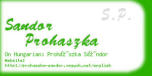 sandor prohaszka business card